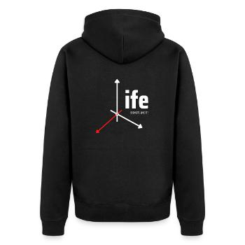 Life is short. Live it! - Unisex Premium Bio Zip Hoodie - Schwarz - Hinten - Nico (187cm)