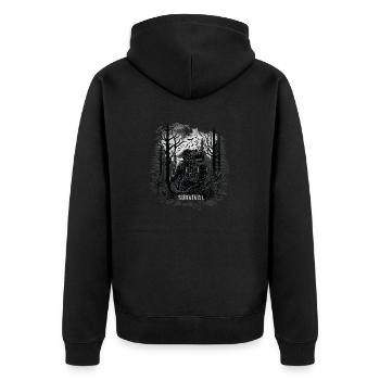 Survival Ausrüstung Pfadfinder Natur Survival-Fan - Unisex Premium Bio Zip Hoodie - Schwarz - Hinten - Nico (187cm)