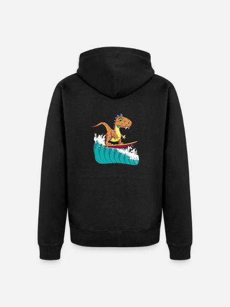 Dino Surf Cool #2 - Unisex Premium Organic Zip Hoodie - black