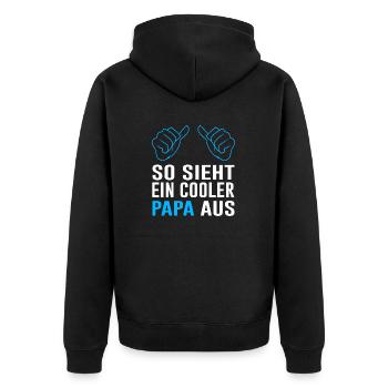 Papa Vatertag Spruch Humor - Unisex Premium Bio Zip Hoodie - Schwarz - Hinten - Nico (187cm)