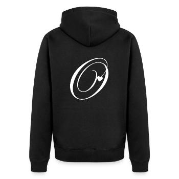 Brief o Herz Kalligraphie - Unisex Premium Bio Zip Hoodie - Schwarz - Hinten - Nico (187cm)