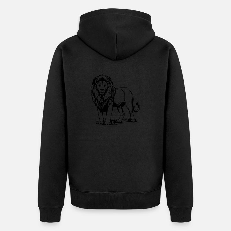 Löwe - Unisex Premium Bio Zip Hoodie - Schwarz