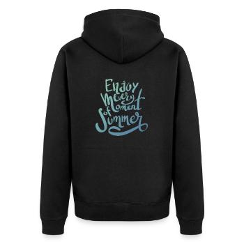 Sommer - Unisex Premium Bio Zip Hoodie - Schwarz - Hinten - Nico (187cm)