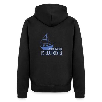 Kleiner Bruder - Unisex Premium Bio Zip Hoodie - Schwarz - Hinten - Nico (187cm)