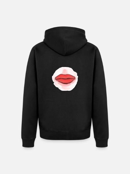 Red Lips - Unisex Premium Organic Zip Hoodie - black