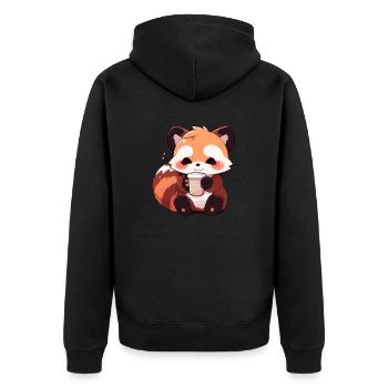 Roter Panda - Unisex Premium Bio Zip Hoodie - Schwarz - Hinten - Nico (187cm)
