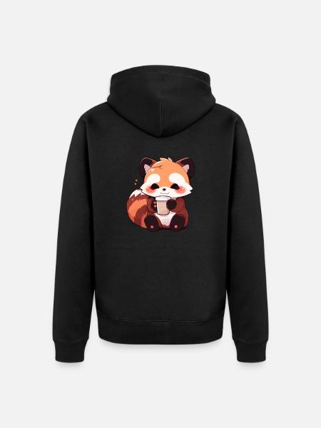 Red panda - Unisex Premium Organic Zip Hoodie - black
