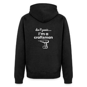 Handwerker Handyman Handwerk Werkzeug Baustelle - Unisex Premium Bio Zip Hoodie - Schwarz - Hinten - Nico (187cm)