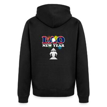 Laos Laote Laoten Neujahr I Geschenk - Unisex Premium Bio Zip Hoodie - Schwarz - Hinten - Nico (187cm)