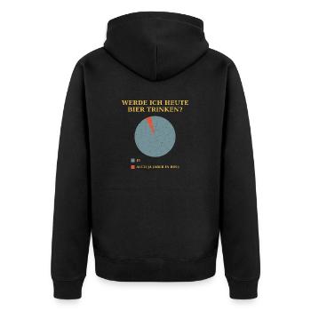 Werde ich heute Bier trinken - Unisex Premium Bio Zip Hoodie - Schwarz - Hinten - Nico (187cm)