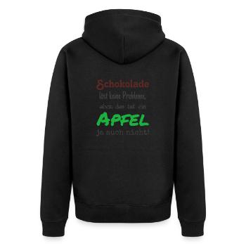 Schokolade löst keine Probleme - farbig - Unisex Premium Bio Zip Hoodie - Schwarz - Hinten - Nico (187cm)