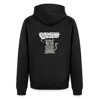 Genervte Katze - Nicht ansprechen! - Unisex Premium Bio Zip Hoodie - Schwarz - Hinten - Nico (187cm)