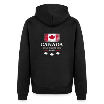 Canada Fahne Kanada Nordamerika Maple Leaf Flagge - Unisex Premium Bio Zip Hoodie - Schwarz - Hinten - Nico (187cm)