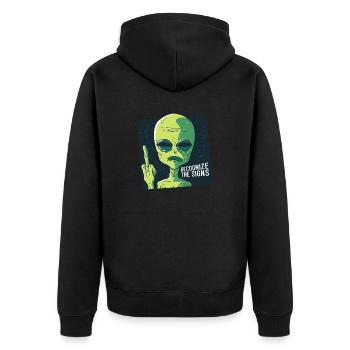 Reconnaissez les signes. Doigt d’honneur Fuck You - Veste à capuche bio Premium Unisexe - noir - Dos - Nico (187cm)
