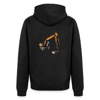 Großer 20 Tonnen Rad Bagger - Unisex Premium Bio Zip Hoodie - Schwarz - Hinten - Nico (187cm)