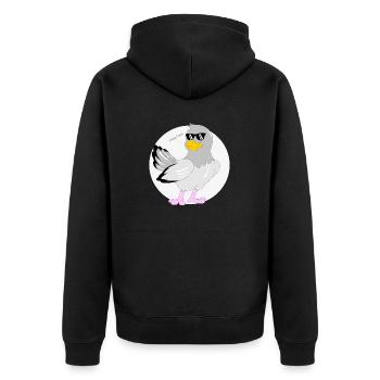 Modetaube - Unisex Premium Bio Zip Hoodie - Schwarz - Hinten - Nico (187cm)