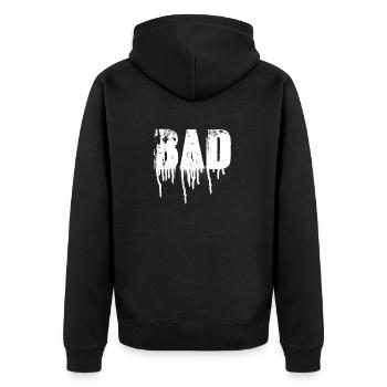 mauvais,police,blanc,graffiti,typo,pochoir - Veste à capuche bio Premium Unisexe - noir - Dos - Nico (187cm)