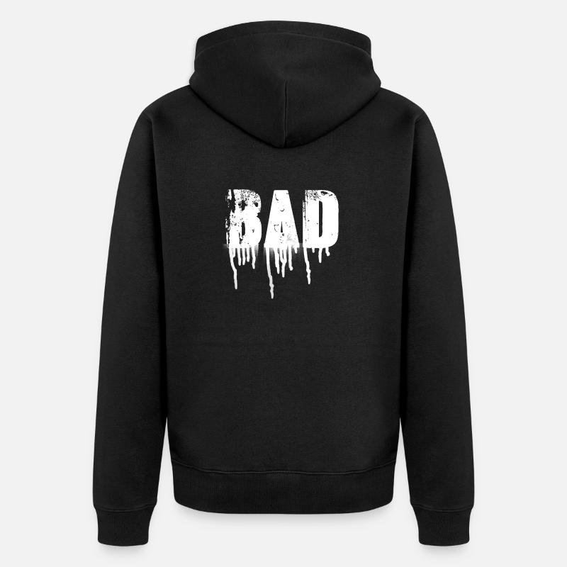 bad,schrift,weiss,graffiti,typo,stencil - Unisex Premium Bio Zip Hoodie - Schwarz