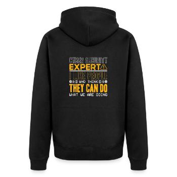 Cyber Security Professional Expert Ethical Hacker - Unisex Premium Bio Zip Hoodie - Schwarz - Hinten - Nico (187cm)