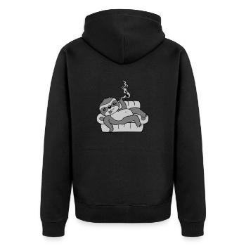 Smoking sofa sloth chills - Unisex Premium Organic Zip Hoodie - black - Back - Nico (187cm)
