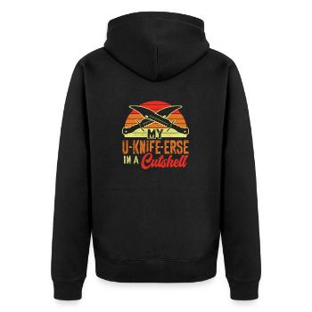 Metzgermesser Messer Messersammler - Unisex Premium Bio Zip Hoodie - Schwarz - Hinten - Nico (187cm)