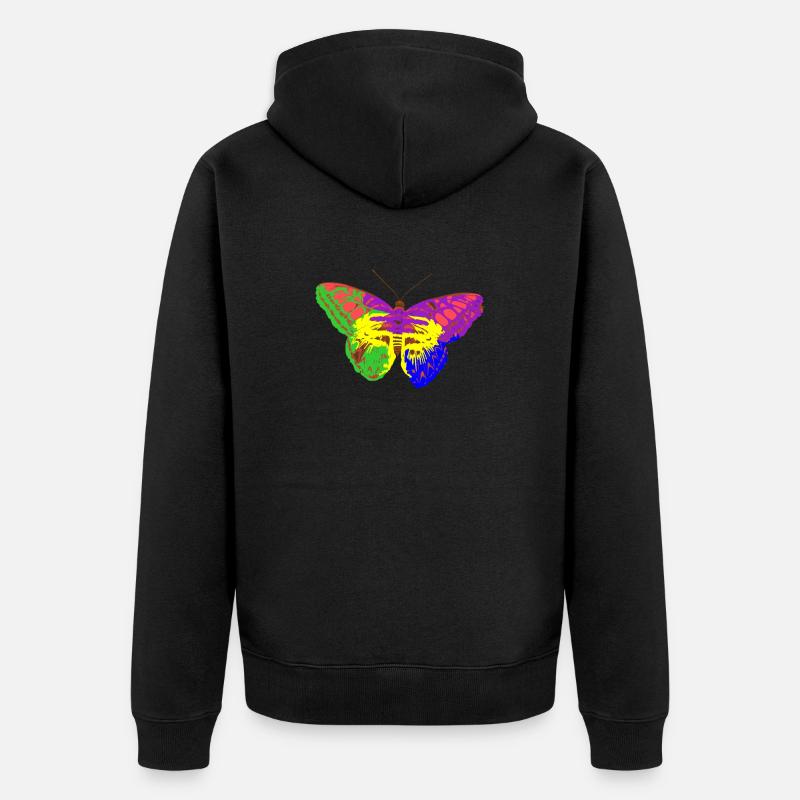 Papillon arc-en-ciel - Veste à capuche bio Premium Unisexe - noir