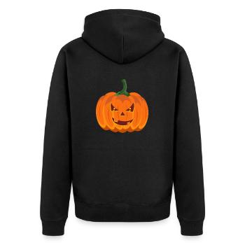 Pumpkin - Unisex Premium Organic Zip Hoodie - black - Back - Nico (187cm)