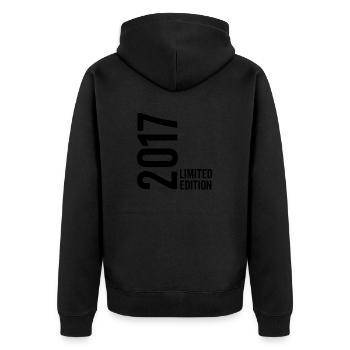 2017 Limitierte Edition - Unisex Premium Bio Zip Hoodie - Schwarz - Hinten - Nico (187cm)