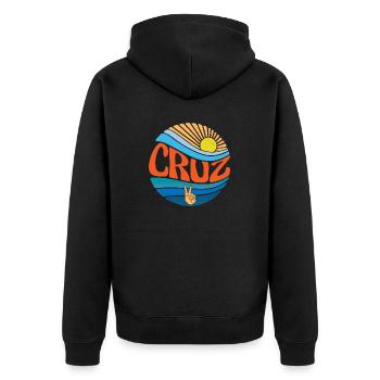 Cruz Hemd Vintage Sunset Cruz Groovy Tie Dye - Unisex Premium Bio Zip Hoodie - Schwarz - Hinten - Nico (187cm)
