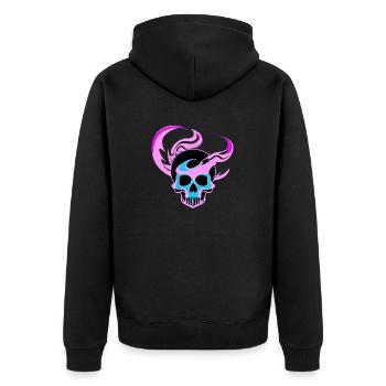 Fire Skull Smoke Pink Skeleton Flames 5 - Unisex Premium Organic Zip Hoodie - black - Back - Nico (187cm)