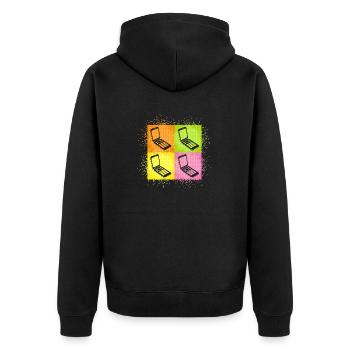 Retro PopArt Aesthetics FoldMobile Phone Vintage Flipphone - Unisex Premium Organic Zip Hoodie - black - Back - Nico (187cm)