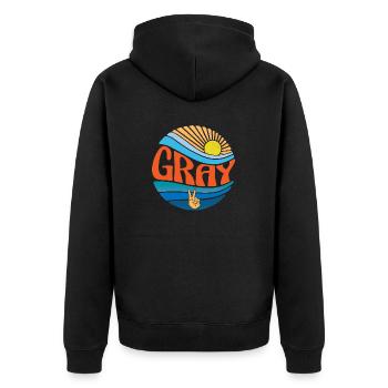 Gray Shirt Vintage Sunset Gray Groovy Tie Dye - Unisex Premium Organic Zip Hoodie - black - Back - Nico (187cm)