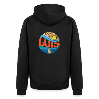 Luis Shirt Vintage Sunset Luis Groovy Tie Dye - Unisex Premium Organic Zip Hoodie - black - Back - Nico (187cm)