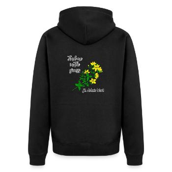 Finde mich im Gras... Johanniskraut - Unisex Premium Bio Zip Hoodie - Schwarz - Hinten - Nico (187cm)