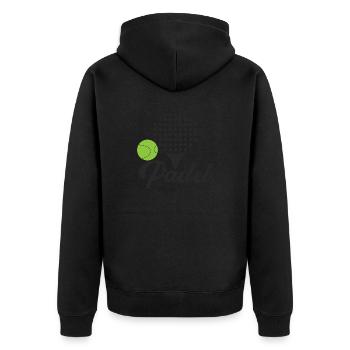Padel, raquette drôles. Idée cadeau padel. Sport - Veste à capuche bio Premium Unisexe - noir - Dos - Nico (187cm)