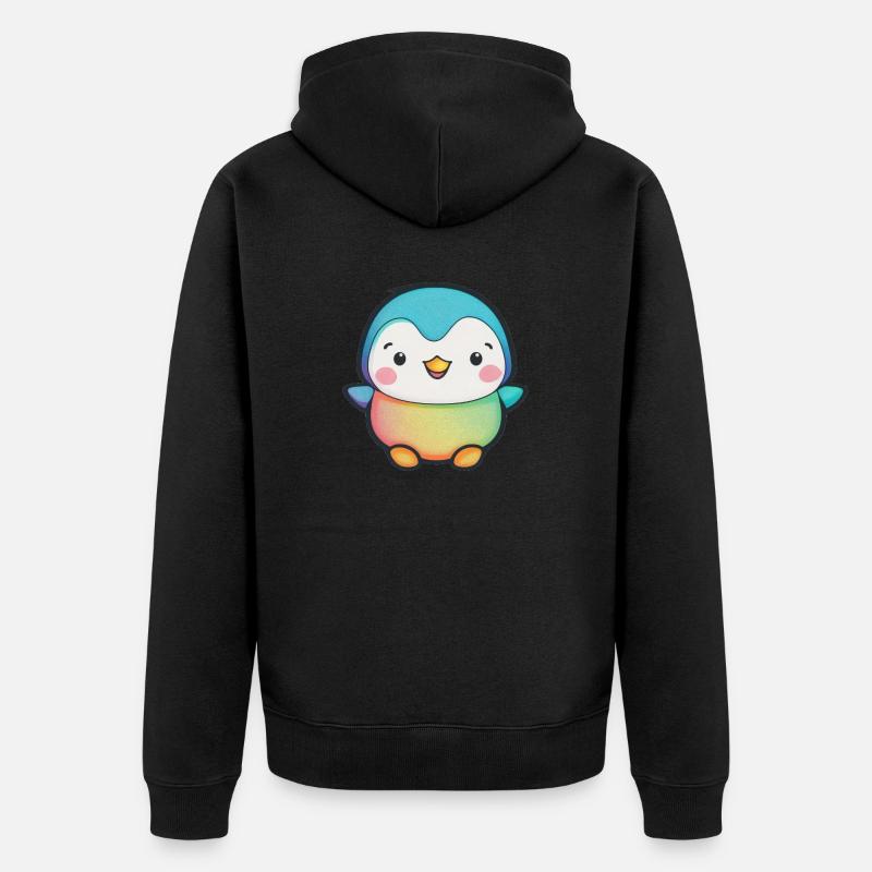 Kawaii Mignon Happy Penguin - Veste à capuche bio Premium Unisexe - noir