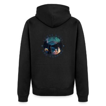 I Love Dogs And Camping und Berge Coole Art-Motive - Unisex Premium Bio Zip Hoodie - Schwarz - Hinten - Nico (187cm)