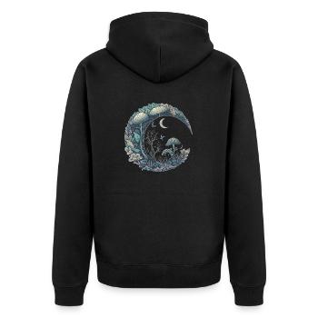 Crescent Moon Esthétique Champignon Cottagecore - Veste à capuche bio Premium Unisexe - noir - Dos - Nico (187cm)