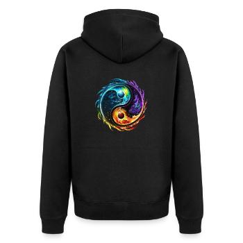 Symbole Yin Yang, Éléments, Tao, Chi, Spiritualité - Veste à capuche bio Premium Unisexe - noir - Dos - Nico (187cm)