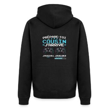 Bientôt Nouvelle Naissance futur Cousin Gamer - Veste à capuche bio Premium Unisexe - noir - Dos - Nico (187cm)