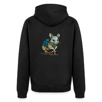 The Chinchilla Mouse skates with his skateboard - Unisex Premium Organic Zip Hoodie - black - Back - Nico (187cm)
