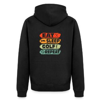 Eat Sleep Golf Repeat Par Tee Golfing - Unisex Premium Organic Zip Hoodie - black - Back - Nico (187cm)