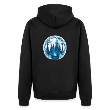 Magischer gefrorener Wald - Unisex Premium Bio Zip Hoodie - Schwarz - Hinten - Nico (187cm)