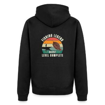 Fishing Legend - Level "Halibut" completed - Unisex Premium Organic Zip Hoodie - black - Back - Nico (187cm)