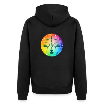 Le signe de la balance multicolore - Veste à capuche bio Premium Unisexe - noir - Dos - Nico (187cm)