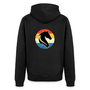 Vintage Retro Horse Sunset For Horse Lovers - Unisex Premium Organic Zip Hoodie - black - Back - Nico (187cm)
