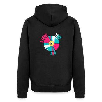 Long time ago - Unisex Premium Organic Zip Hoodie - black - Back - Nico (187cm)