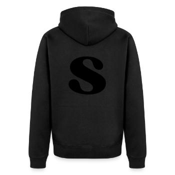 Letter s - Unisex Premium Organic Zip Hoodie - black - Back - Nico (187cm)