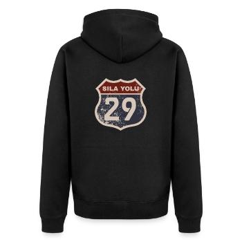 Gümüşhane - Unisex Premium Bio Zip Hoodie - Schwarz - Hinten - Nico (187cm)