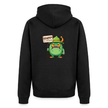 Funny monster grumpy grumpy bad-tempered - Unisex Premium Organic Zip Hoodie - black - Back - Nico (187cm)
